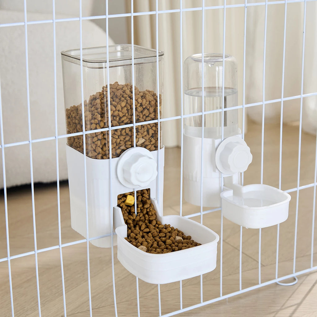 Automatic Pet Feeder Waterer Dog Cat Hanging Cage Bowl，Suitable for Small Puppy Cat Rabbit Food Container Dispenser Bowl