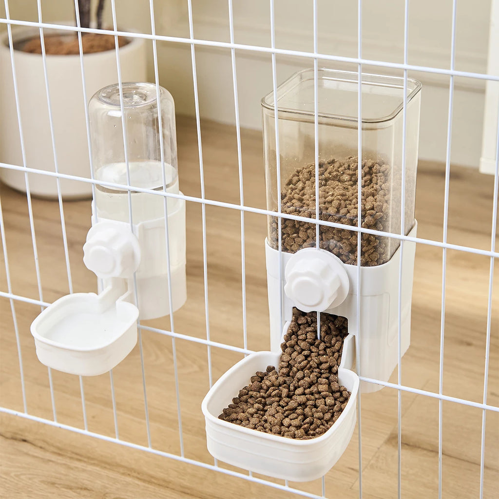Automatic Pet Feeder Waterer Dog Cat Hanging Cage Bowl，Suitable for Small Puppy Cat Rabbit Food Container Dispenser Bowl