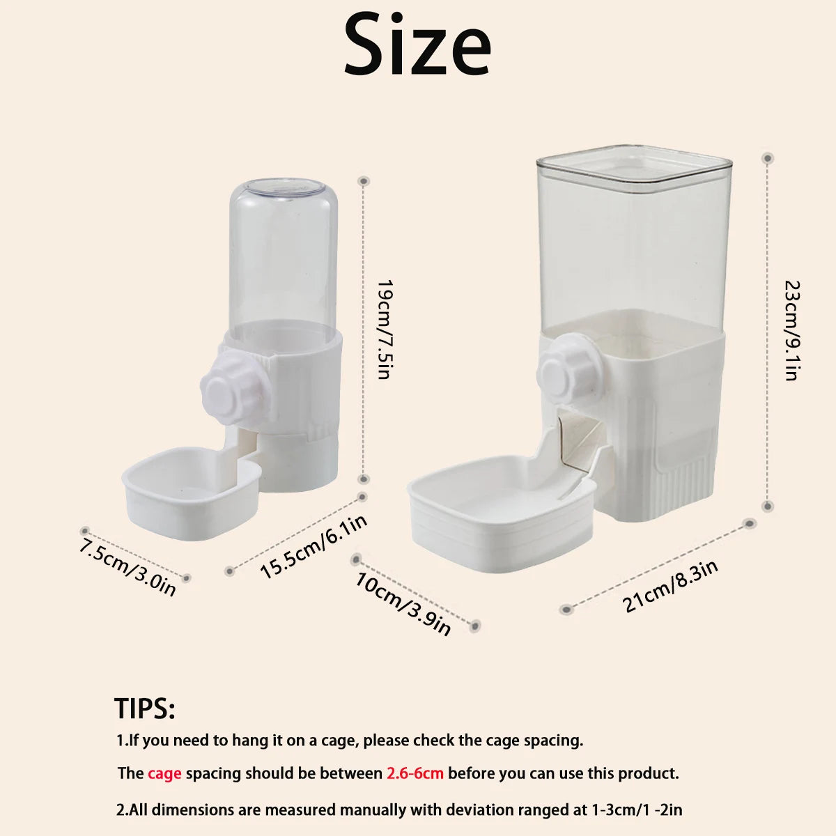Automatic Pet Feeder Waterer Dog Cat Hanging Cage Bowl，Suitable for Small Puppy Cat Rabbit Food Container Dispenser Bowl