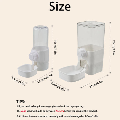 Automatic Pet Feeder Waterer Dog Cat Hanging Cage Bowl，Suitable for Small Puppy Cat Rabbit Food Container Dispenser Bowl