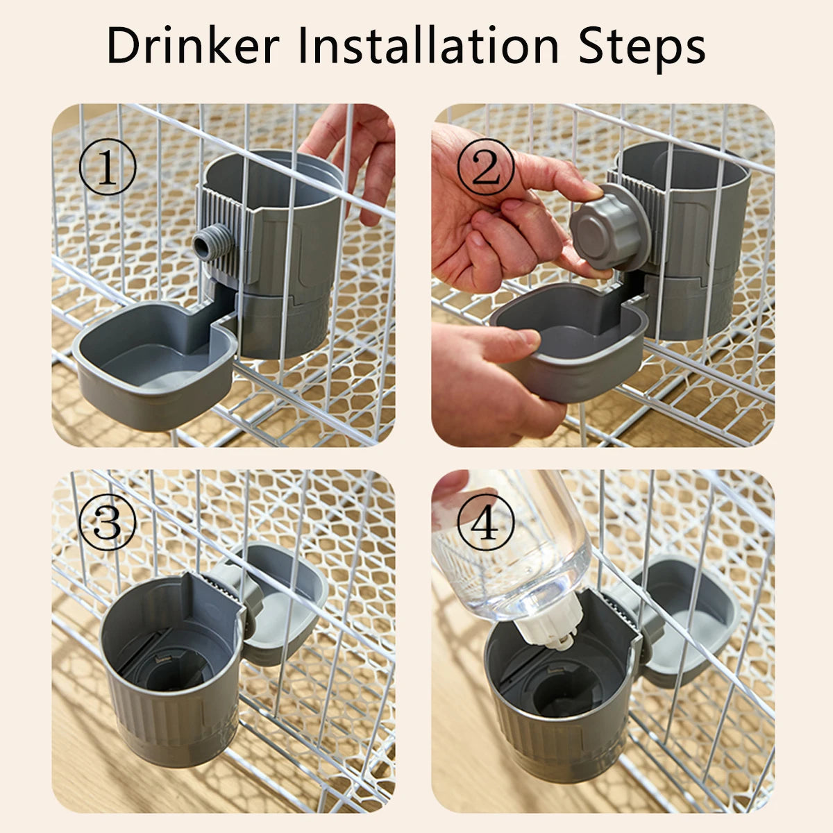 Automatic Pet Feeder Waterer Dog Cat Hanging Cage Bowl，Suitable for Small Puppy Cat Rabbit Food Container Dispenser Bowl