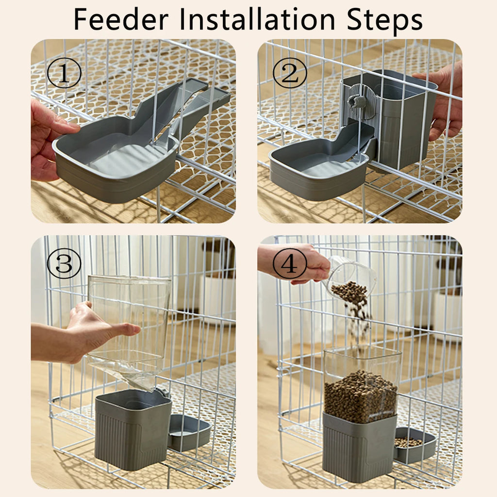 Automatic Pet Feeder Waterer Dog Cat Hanging Cage Bowl，Suitable for Small Puppy Cat Rabbit Food Container Dispenser Bowl
