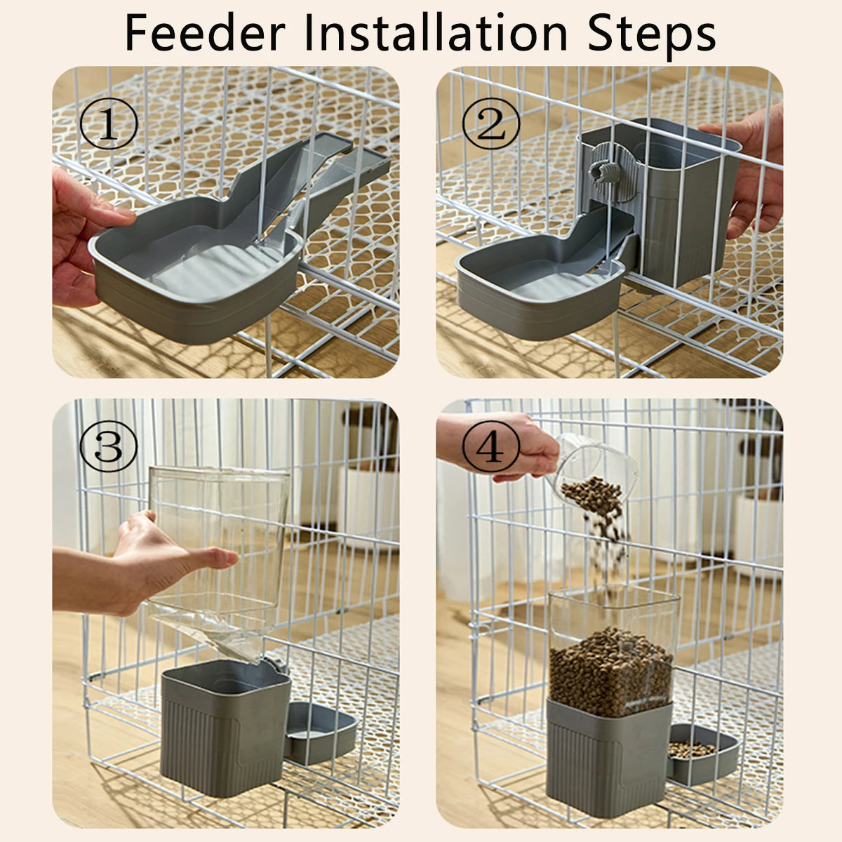Automatic Pet Feeder Waterer Dog Cat Hanging Cage Bowl，Suitable for Small Puppy Cat Rabbit Food Container Dispenser Bowl