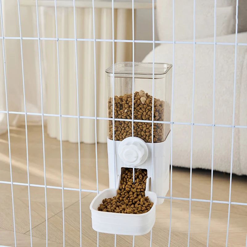 Automatic Pet Feeder Waterer Dog Cat Hanging Cage Bowl，Suitable for Small Puppy Cat Rabbit Food Container Dispenser Bowl